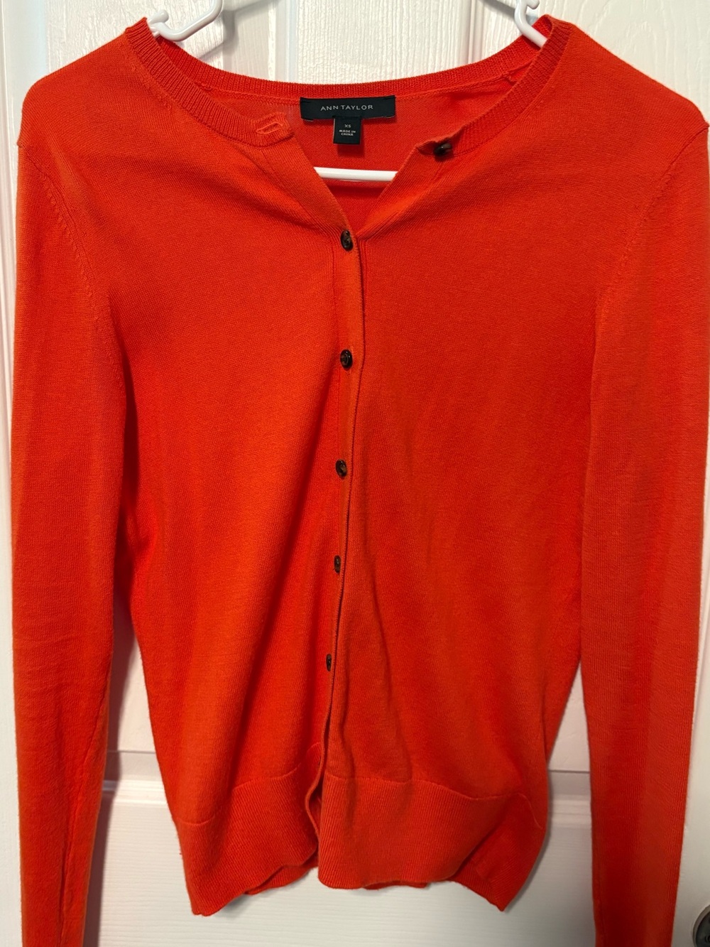 Ann Taylor womens Orange Crewneck Cardigan Sweater. Like new! Size: Small